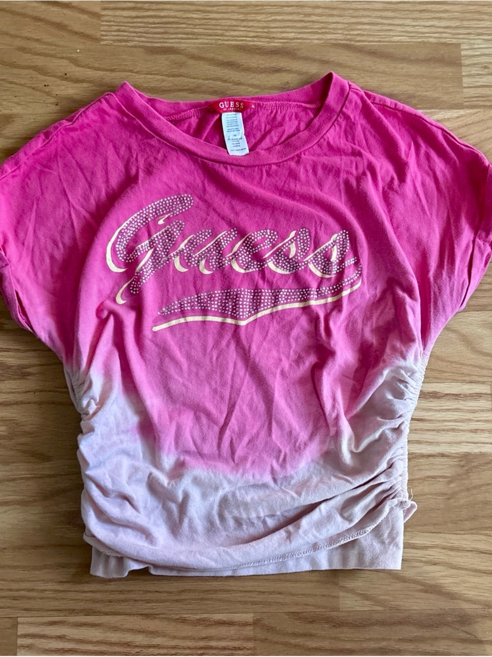 GUESS Pink Ombre Logo Stretch Tee M